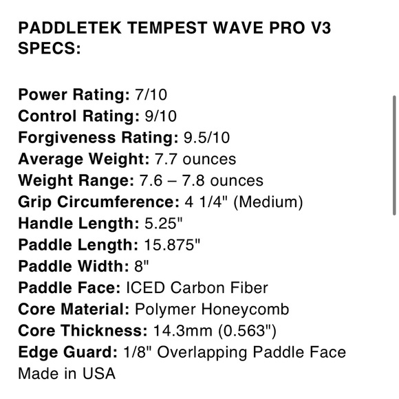 NEW Paddletek Tempest Wave Pro V3 Pickleball Paddle - Picture 3 of 11